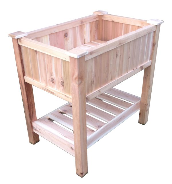 Small Cedar Raised Container Garden Planter with Bottom Shelf