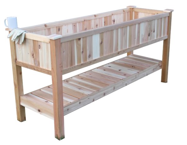 Large Cedar Raised Container Garden Planter with Bottom Shelf